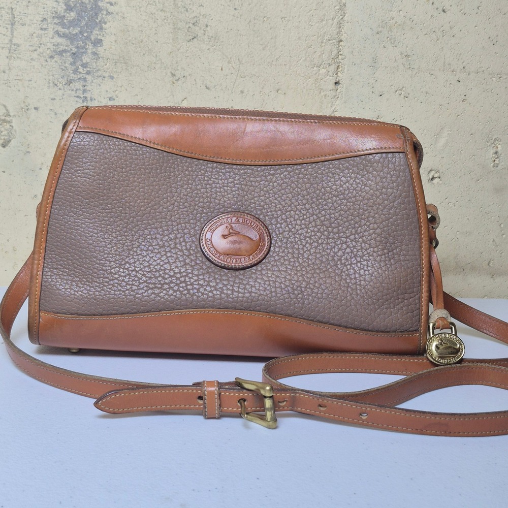 Vintage Dooney & Bourke Crossbody Bag All Weather Leather Brown Made in USA